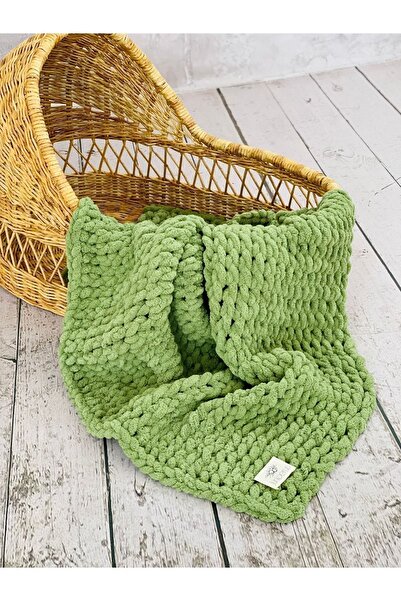 MATRAK HOME Puffy El Örgüsü Çok Amaçlı Wellsoft Bebek Battaniye Yeşil 90 X 90