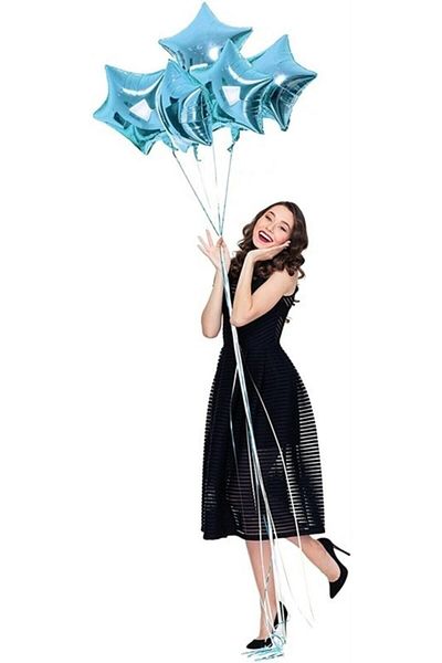 Deniz Party Store Star Foil Balloon 5 Pieces 18" Inch Blue Color
