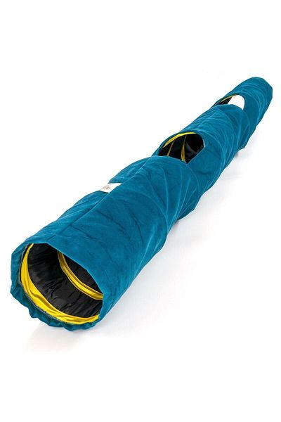 Dilekita Foldable Tall Velvet Cat Tunnel (Night Blue)