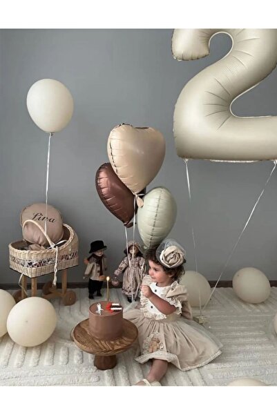 Çemrek Süs Parti Krem bej 6 yaş folyo balon seti