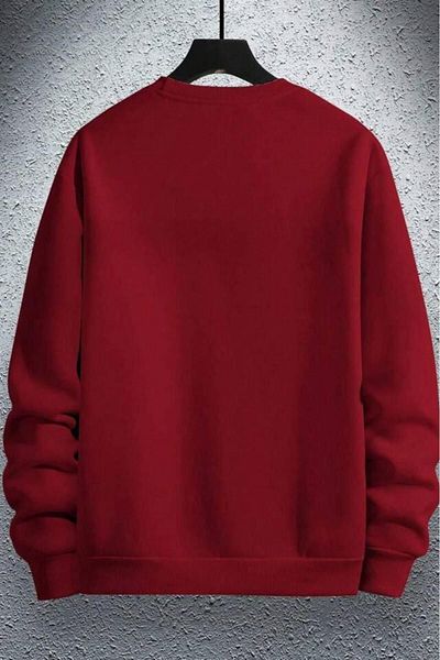 NO 601 Planet Printed Unisex Red Sweatshirt - Crew Neck