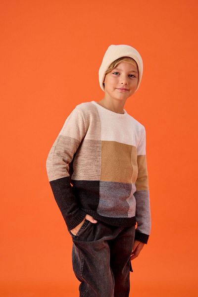 Nisrakids Boy's Block Patterned Casual Knitwear Sweater