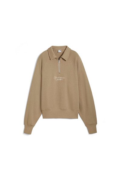Puma Γυναικείες μπλούζες Polo Crew - Half Zip, Casual Wear, Κρέμα 62656167