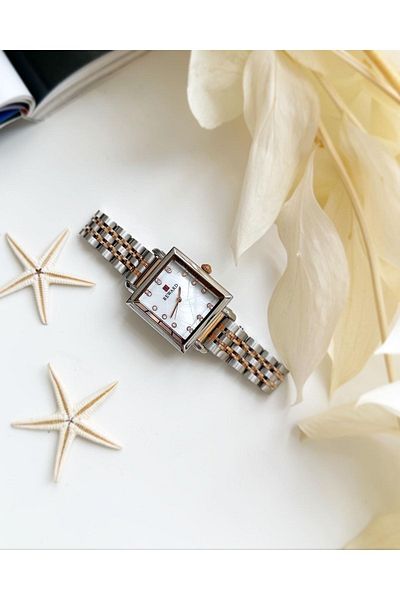 Reward Rose Silver Square Case Women's Wristwatch