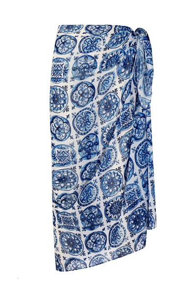 Nur Karaata Dianella Bleu Blanc Pareo Skirt