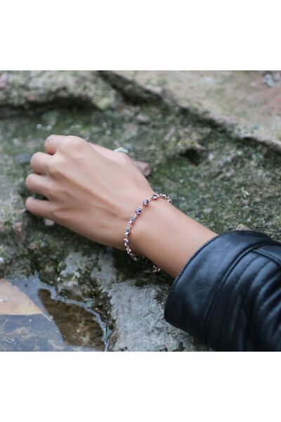 SUNSHINE 925 Ayar Rose Kaplamalı Beyaz Taşlı Sallantılı Yıldız Pullu Gümüş Kolye