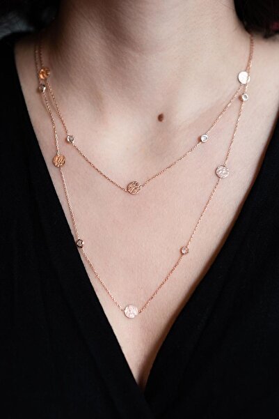 SUNSHINE 925 Ayar Gümüş Zirkon Taşlı Pul Kolye