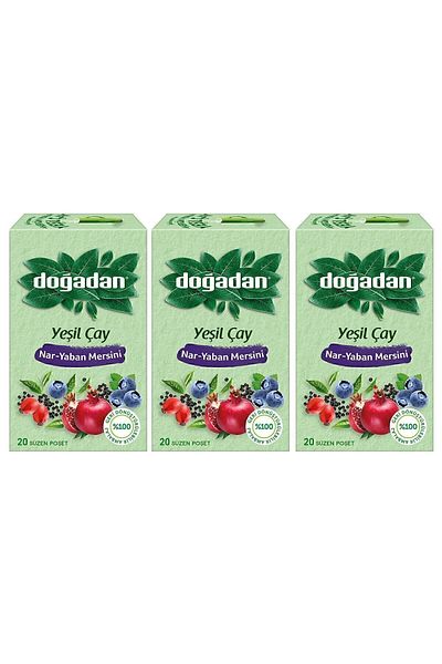 Doğadan Green Tea Pomegranate & Blueberry 20 Cups Bag 3 Pieces