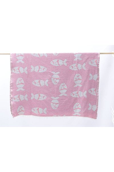 softstylehome 90x180 cm Διπλής στρώσης Jacquard Muslin Peshtemal - 100% βαμβακερό ψάρι