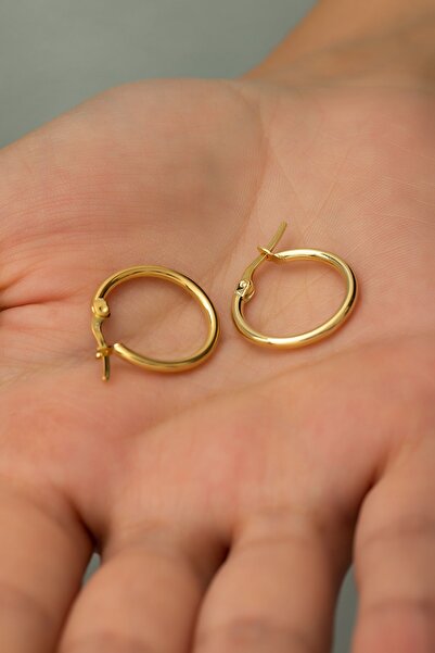 SUNSHINE 925 Ayar Gold Kaplamalı 2 Cm Halka Gümüş Küpe