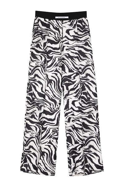 Quzu Black Zebra Patterned Elastic Waist Trousers