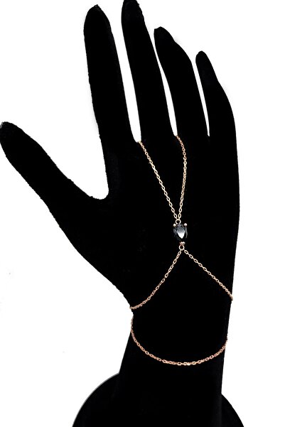 SUNSHINE 925 Ayar Rose Kaplamalı Damla Kesim Siyah Taşlı Gümüş Şahmeran