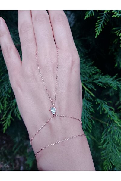 SUNSHINE 925 Ayar Rose Kaplamalı Damla Kesim Beyaz Taşlı Gümüş Şahmeran