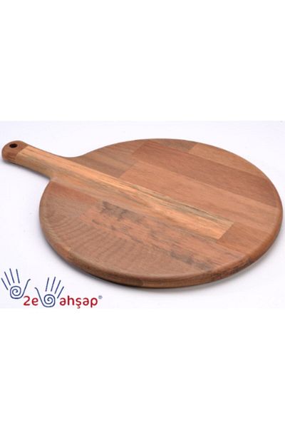 Ahşap 32 cm Beech Wood Branded Pizza and Lahmacun Board with Handle - 2E