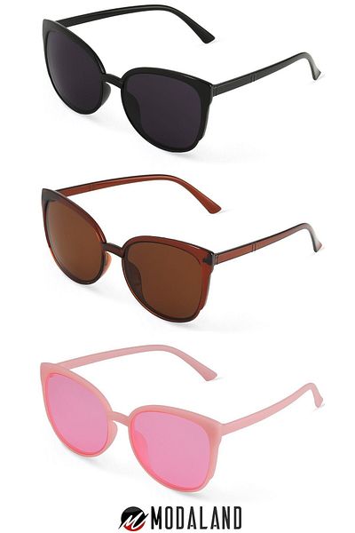 ModaLand Unisex Women's Sunglasses - 3-Piece Deal Set