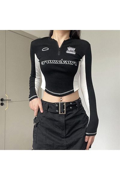 Oldeys Y2k Touz Vintage Street Wear Rockmore قصير الأكمام بأكمام طويلة
