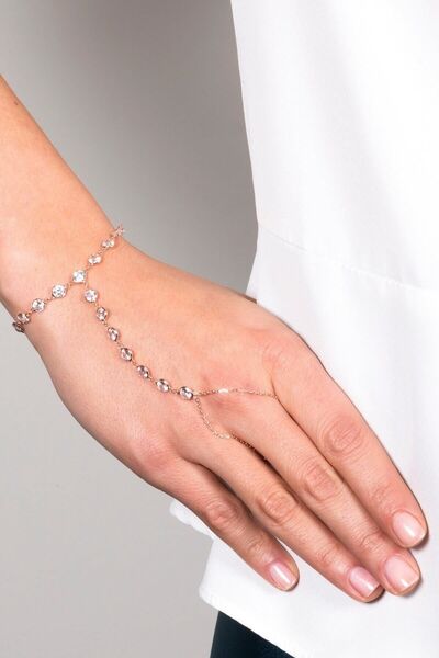 SUNSHINE 925 Ayar Rose Kaplamalı Beyaz Taşlı Zarif Gümüş Şahmeran