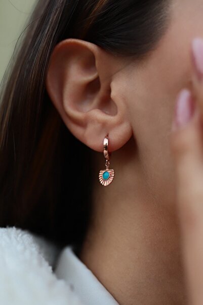 SUNSHINE Kadın Rose Turkuaz Mineli Gümüş Küpe