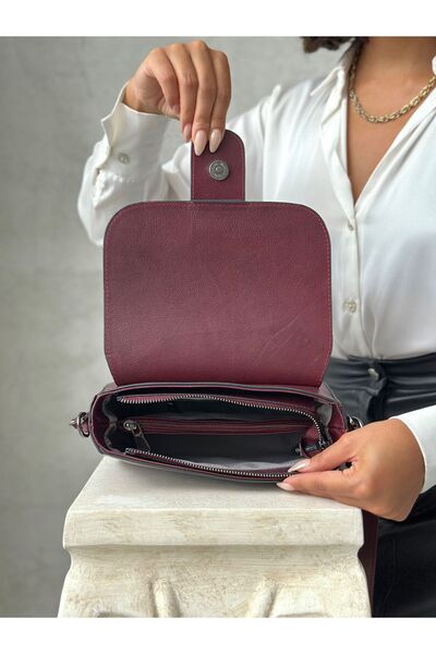 DERKON Claret Red Miley Model Γνήσιο Δερμάτινο Τσάντα χιαστί