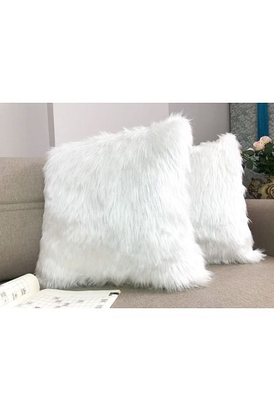 Lostello Home Husă de pernă de pluș - albă