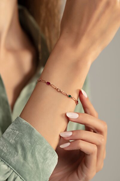 SUNSHINE 925 Ayar Gümüş Zirkon Taşlı Zincir Bileklik