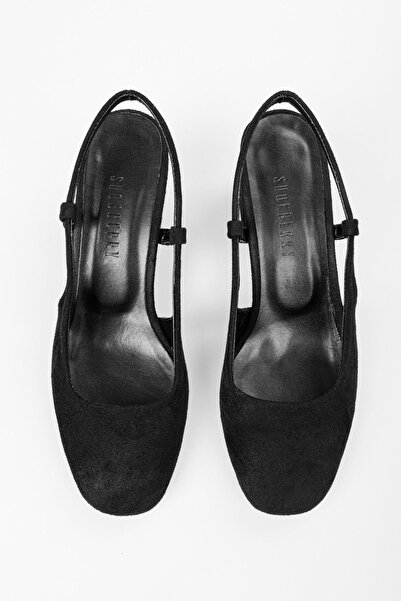 Shoeberry Cassy Černé semišové dámské boty na podpatku