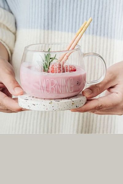 GİLLİ STORE Good Morning Borosilicate Coffee Serving and Sweet Breakfast Milk Cup - 400ml