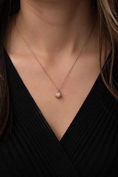 SUNSHINE 925 Ayar Rose Kaplamalı Beyaz Taşlı İncili Çiçek Gümüş Kolye