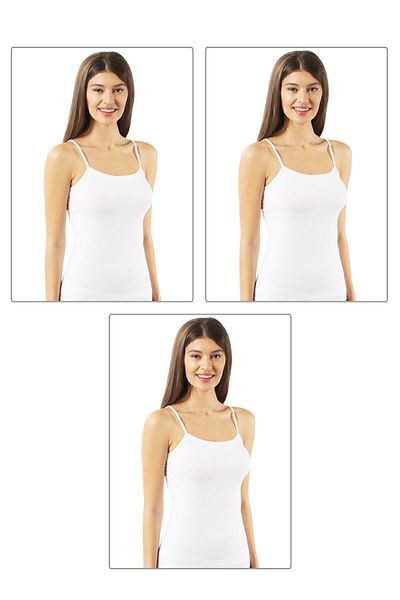 ÖZKAN underwear Özkan 23319 3 Pack Women's Cotton Lycra Single Jersey Flexible Comfortable Thin Strap Athlete