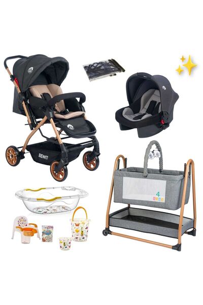 4KİDS Bebek Çeyiz Seti Çift Yönlü Bebek Arabası Bebek Taşıma Koltuğu Puset Be...