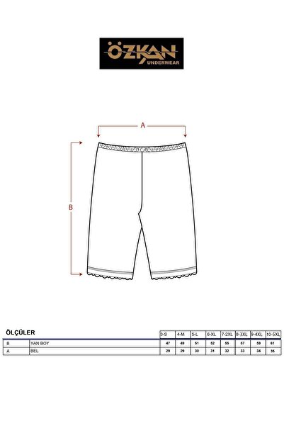 ÖZKAN underwear Özkan 0114 Γυναικείο βαμβακερό διχτυωτό μοντέλο Ribana ελαστικό άνετο κοντό κολάν πάνω από το γόνατο