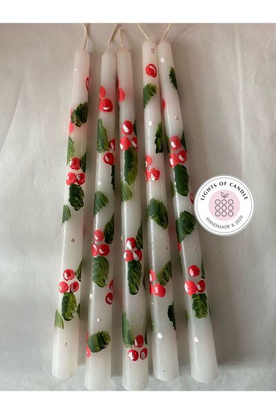 lıghts of candle handmade & 2020 Yılbaşı - Yeniyıl Kokina Çiçeği Desenli El Ç...