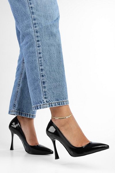Shoeberry Mags Stiletto aus schwarzem Lackleder – Damen