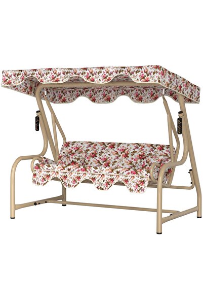 OGUZSER İngiliz Gülü 3 Kişilik Bahçe Salıncağı Teras Balkon Salıncak 200 cm