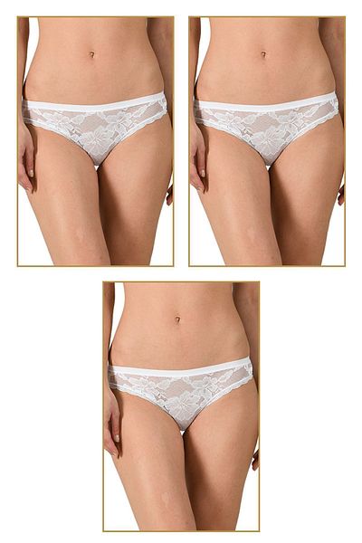 ÖZKAN underwear Özkan 25597 3 Pack Γυναικεία σλιπ εσώρουχα από βαμβακερή δαντέλα