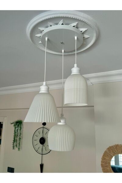 Limon 3D Desing Nordlys 3 Lü Sarkıt Avize - 3 Başlıklı Avize Iskandinav Moder...