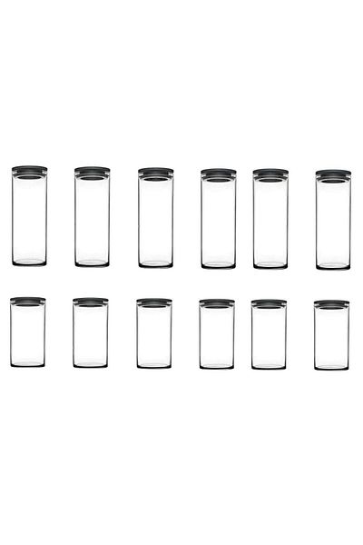 Paşabahçe Breakfast Club 12-Piece 2-Size Gray Vacuum Glass Jar and Food Storage Container
