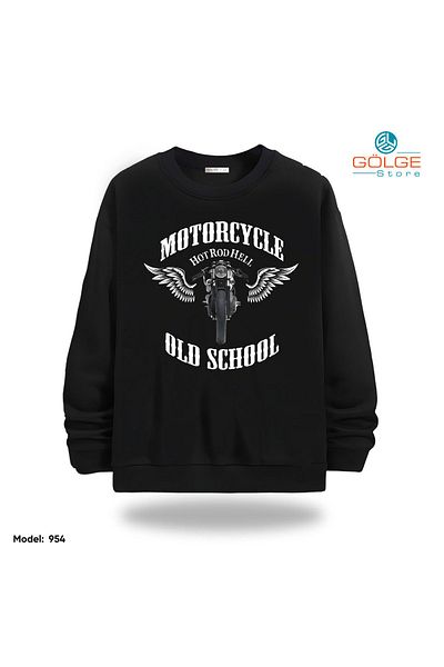 Gölge Store Motorcycles Chest Printed Slimfit Crew Neck 2 Thread Unisex Sweatshirt