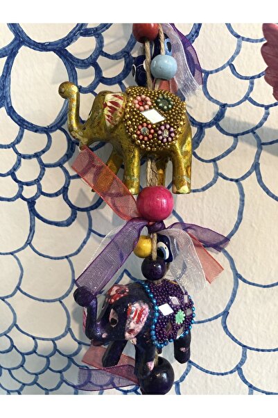 Atak Hediyelik Dekoratif askılı 7’li bereket fil seti aynalı polyester lüx