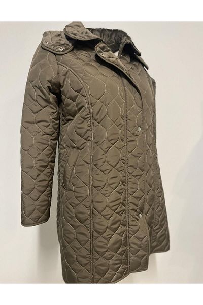 VETRE Khaki 95 cm Cooked Pattern Quilted Coat