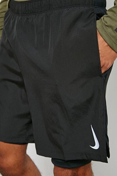 Nike Challenger7 2 In 1 Running Shorts Taytlı Siyah Koşu Şortu