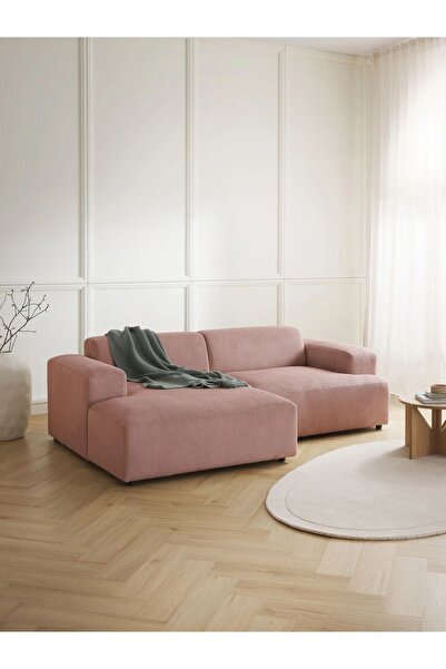 S Home Design Concept Molly Mini 2 Modül Kanepe Köşe Koltuk, Sol Köşe, Fitilli Gül Kurusu