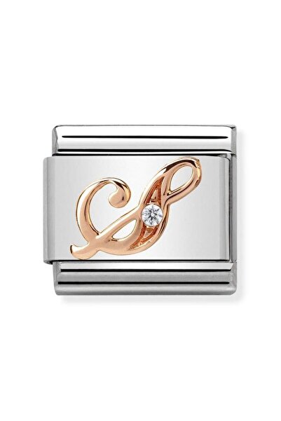 NOMİNATİON Composable Classic Dekoratif Link - Harfler - S - (19 S) 9K Rose Altın Zirkon