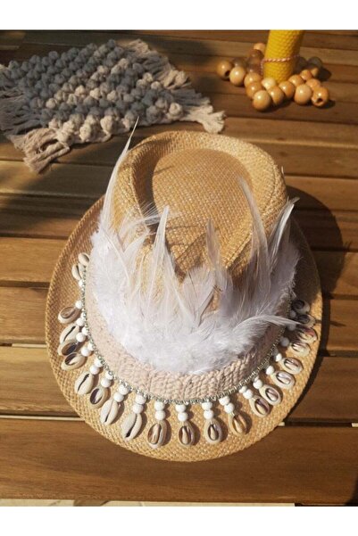 EROFİS Işlemeli Tasarım Hasır Şapka , Plaj Şapka, Yazlık Şapka, El Yapımı, Be...