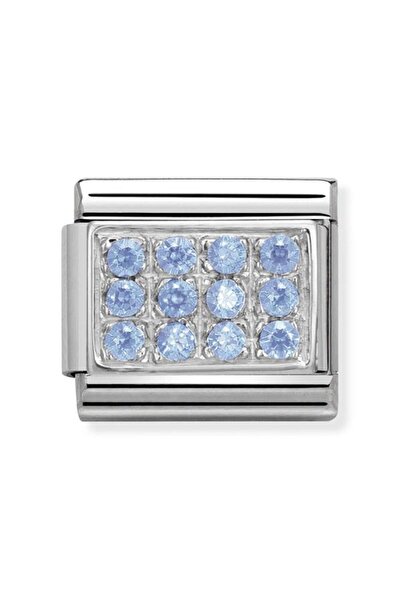 NOMİNATİON Paslanmaz Çelik, Kübik Zirkonya Ve 925 Sterlli Gümüş Açık Mavi Cz