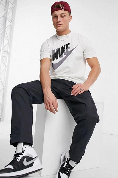 Nike Tricou alb pentru bărbați - Logo Futura Block