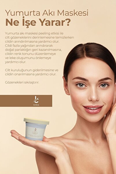 İLEİDA Gözenek Sıkılaştırıcı Yumurta Akı Maskesi-Egg White Pore Mask