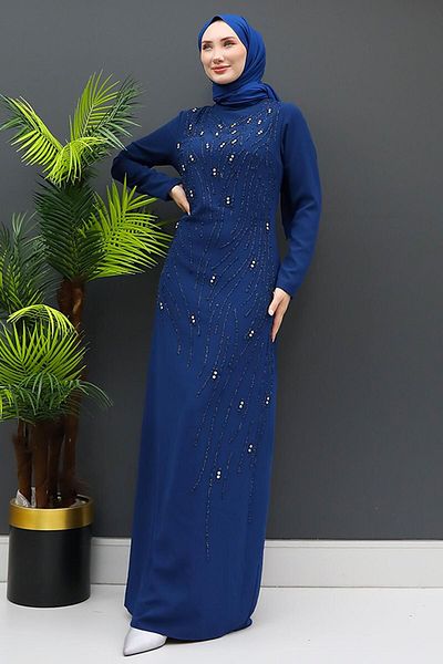 GİZ AGİYİM Φόρεμα Navy Blue Begüm Stone