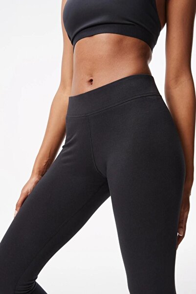 Nike Sportswear Essentials Mid Rise 7/8 Leggings Μαύρο βαμβακερό γυναικείο αθλητικό κολάν μαύρο