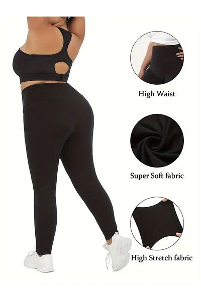 WOODROFFE Extra High Waist and Wide Belt Recovery Scuba Leggings - Women's Plus Size
